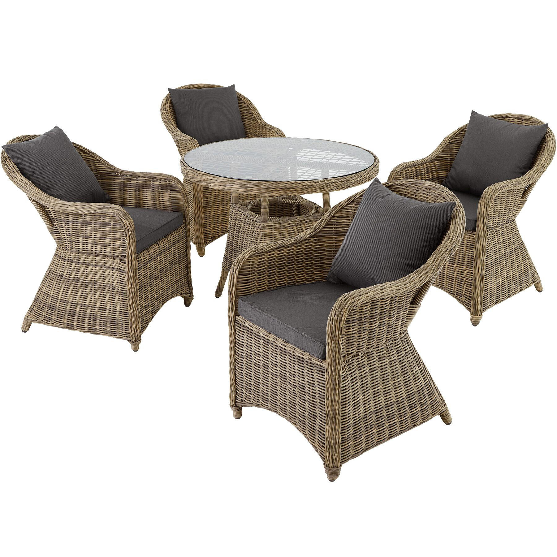 RATTAN SITZGRUPPE Zürich,Stühle vormontiert,natur - Naturfarben, Kunststoff - tectake