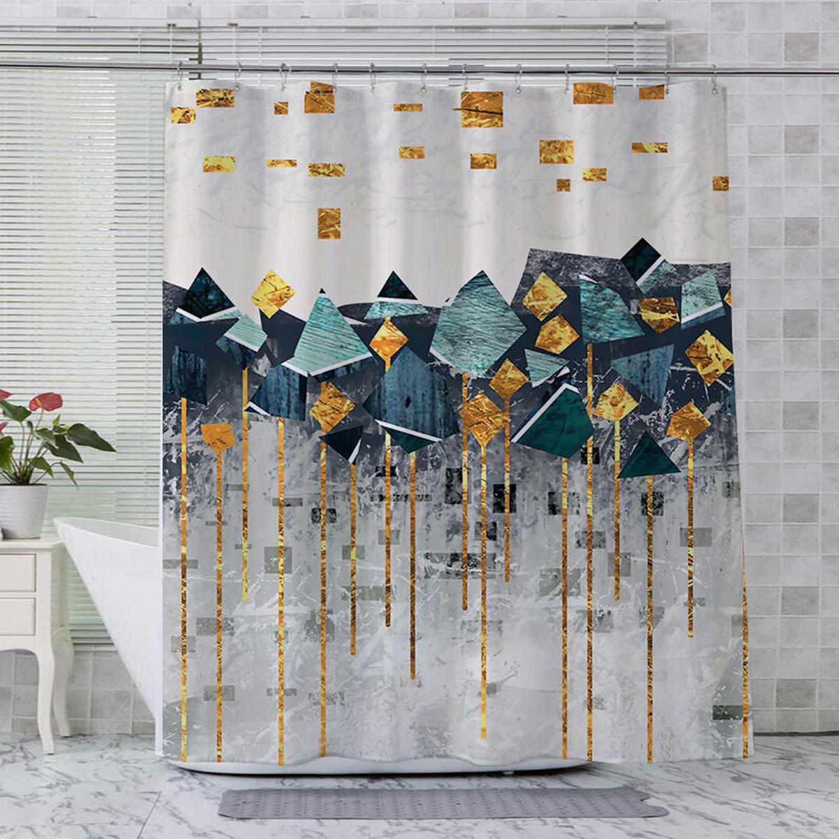 DUSCHVORHANG 120 x 180 cm schimmelresistent maschinenwaschbar mit Haken für Badezimmer - Multicolor, Textil (120/180cm) - MCBOSON