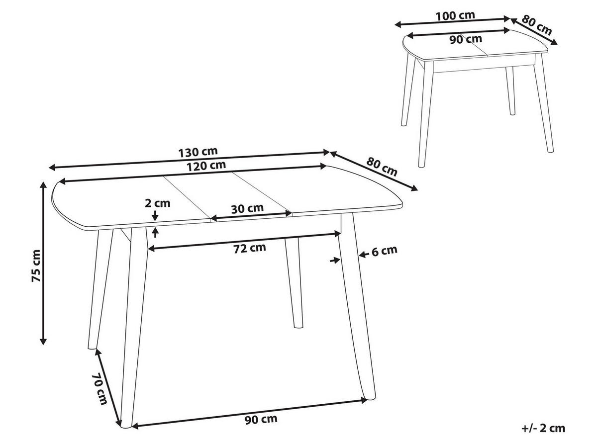 ESSTISCH 100-130/80/75 cm Hellbraun Rechteckig Toms - Hellbraun, Holzwerkstoff (80/130/75cm) - Beliani