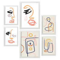 POSTER Set Mit 6 Stille Heuert In Weibliche Zusammenfassung A3 & A4 Weißer Rahmen - Weiß, Papier (29/3cm) - Nacnic