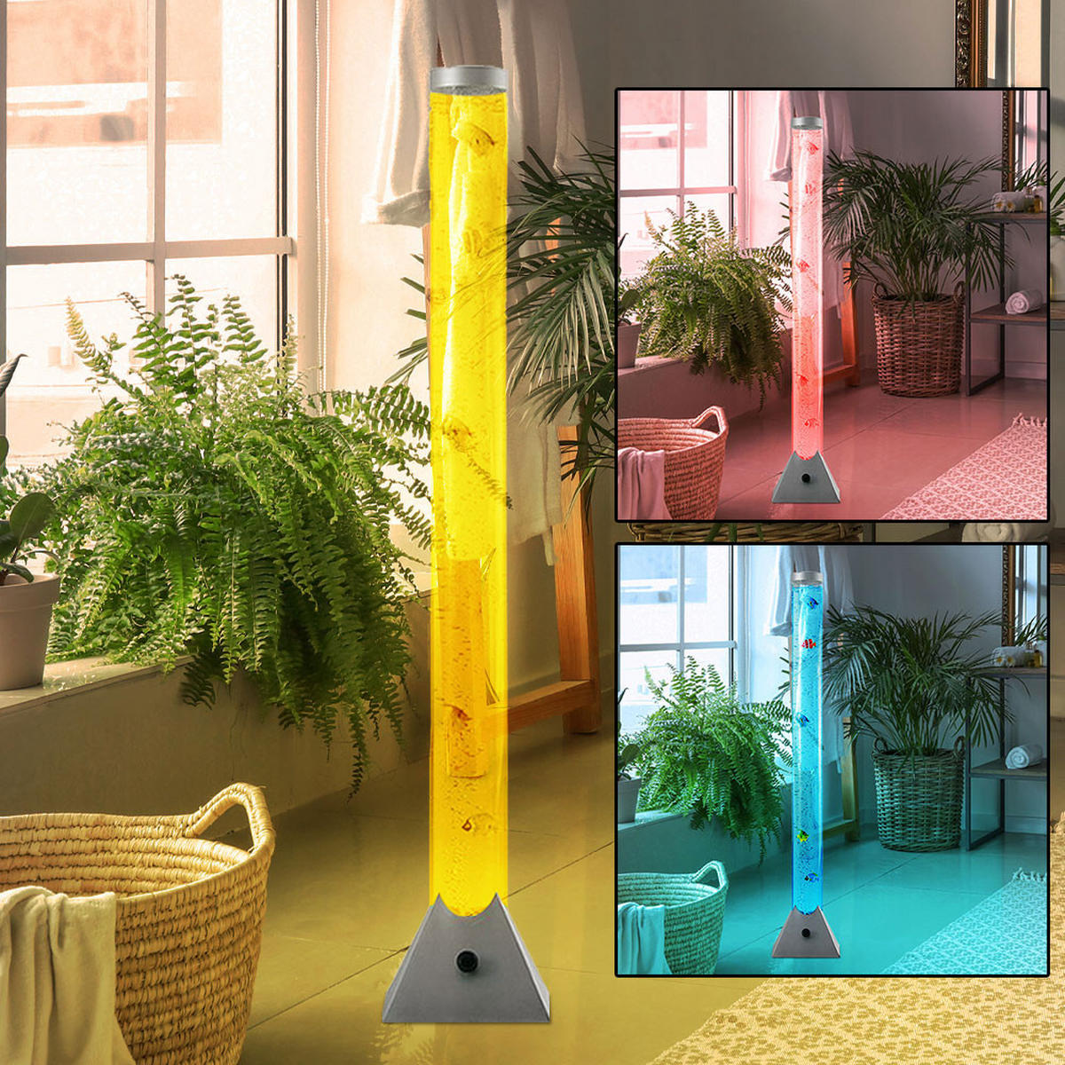 LED DEKOLEUCHTE Silber Kunststoff Acryl - Silberfarben, Kunststoff (21.5/21.5/119.5cm) - Globo Lighting