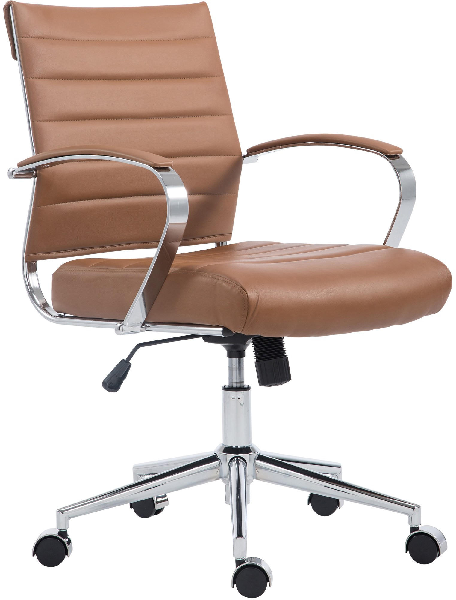 DREHSTUHL Lederlook hellbraun - Chromfarben/Hellbraun, Leder/Textil (57/90/62cm) - CLP
