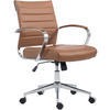 DREHSTUHL Lederlook hellbraun - Chromfarben/Hellbraun, Leder/Textil (57/90/62cm) - CLP