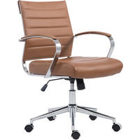 DREHSTUHL Lederlook Hellbraun - Chromfarben/Hellbraun, Leder/Textil (57/90/62cm) - CLP