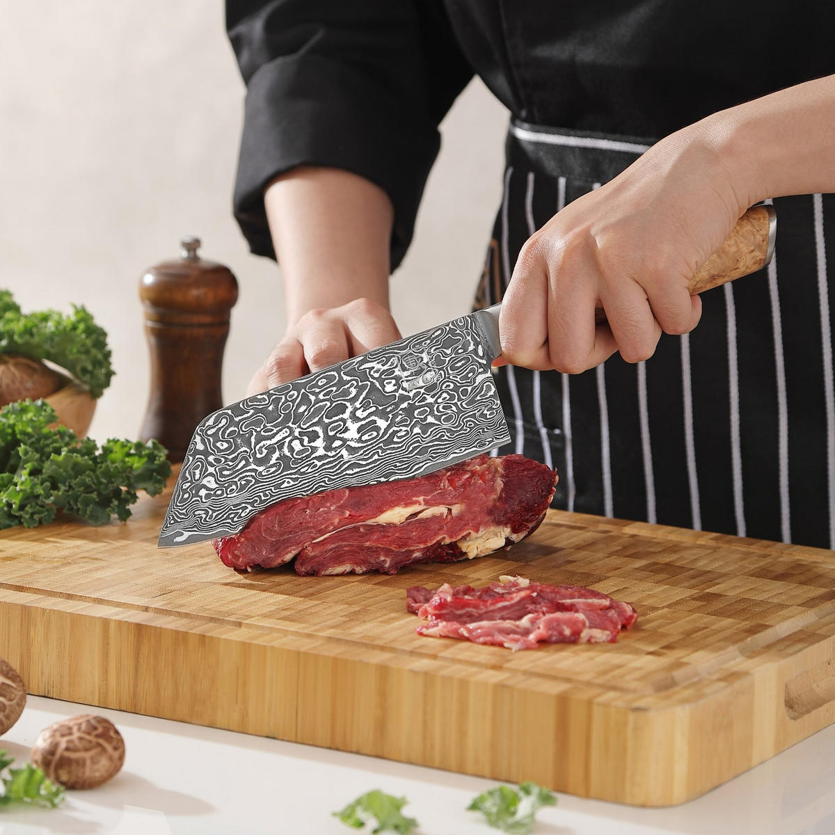 NAKIRIMESSER 16 cm - Birkefarben, Holz/Metall (30cm) - Zayiko