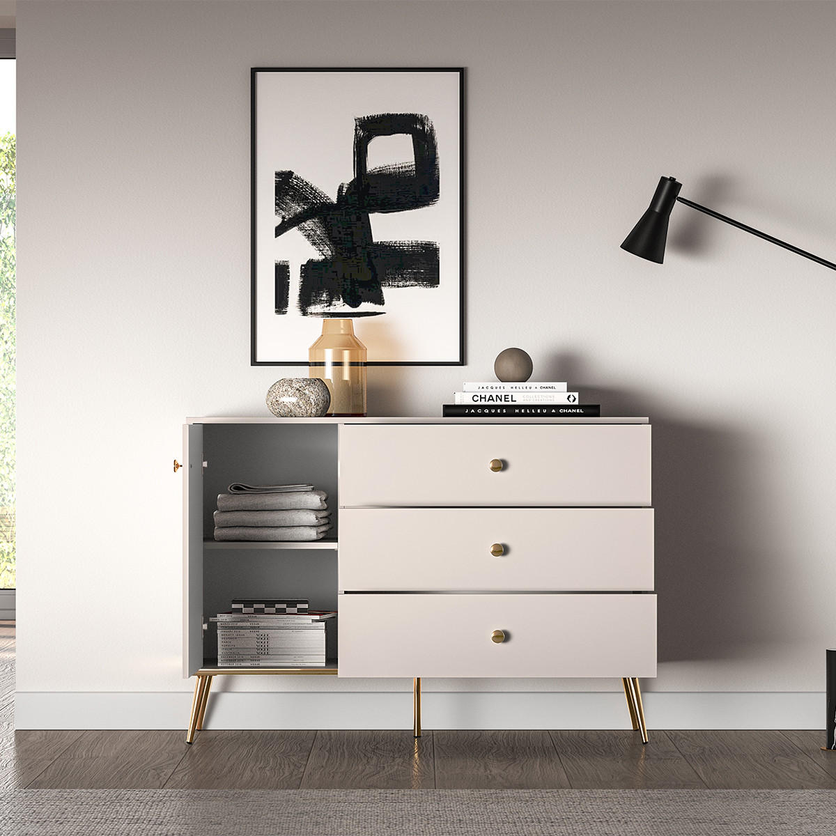 SIDEBOARD Olivia Kaschmir - Beige, Holzwerkstoff (120/85/40cm) - Petits-meubles
