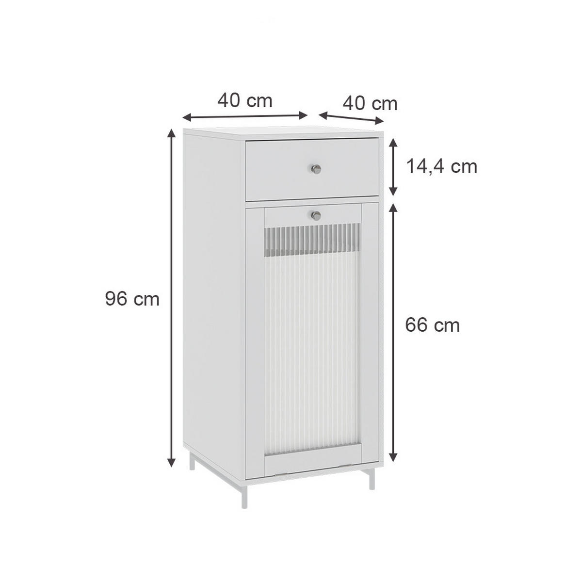 MIDISCHRANK Malte Weiß 40 x 96 cm - Weiß, Holzwerkstoff (40/96/40cm) - Vicco
