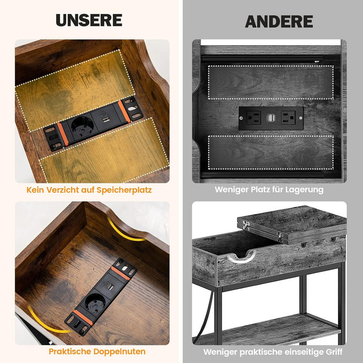 BEISTELLTISCH 59cm Braun - Braun, Holz (60/30/59cm) - COSTWAY