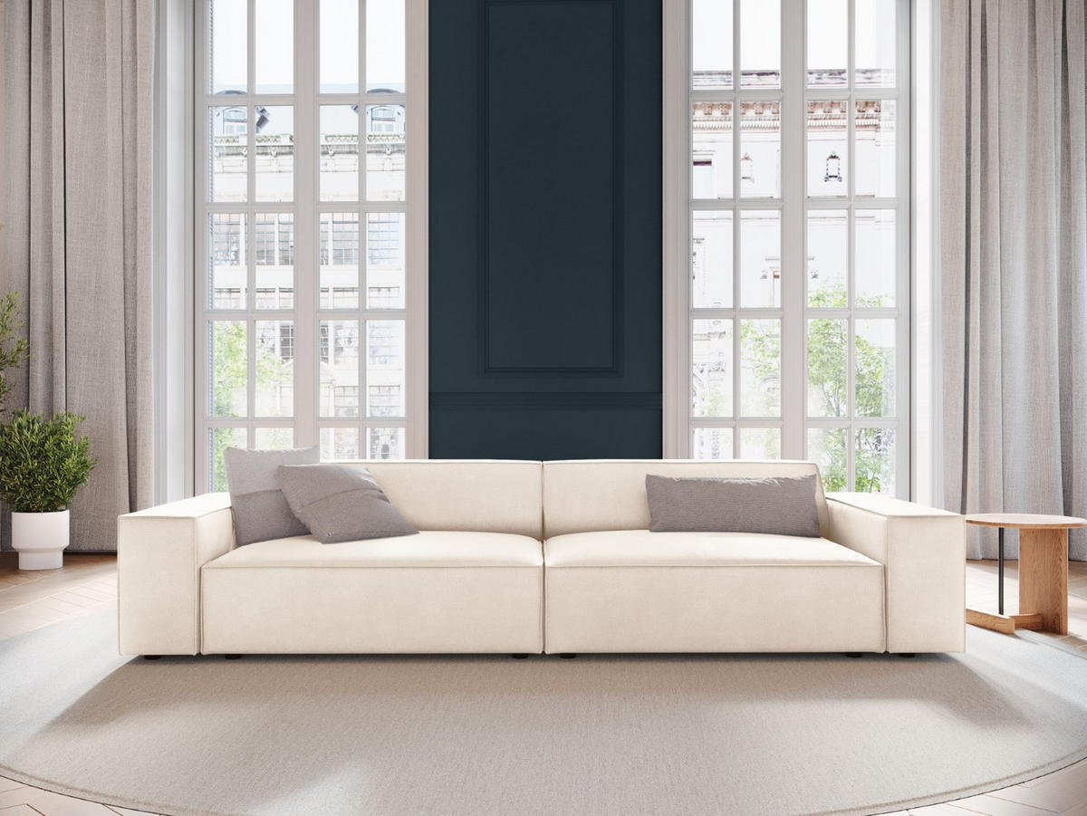 SOFA Jodie aus Samt leichtes beige 4 Sitzplätze - Beige, Textil (244/70/102cm) - Micadoni