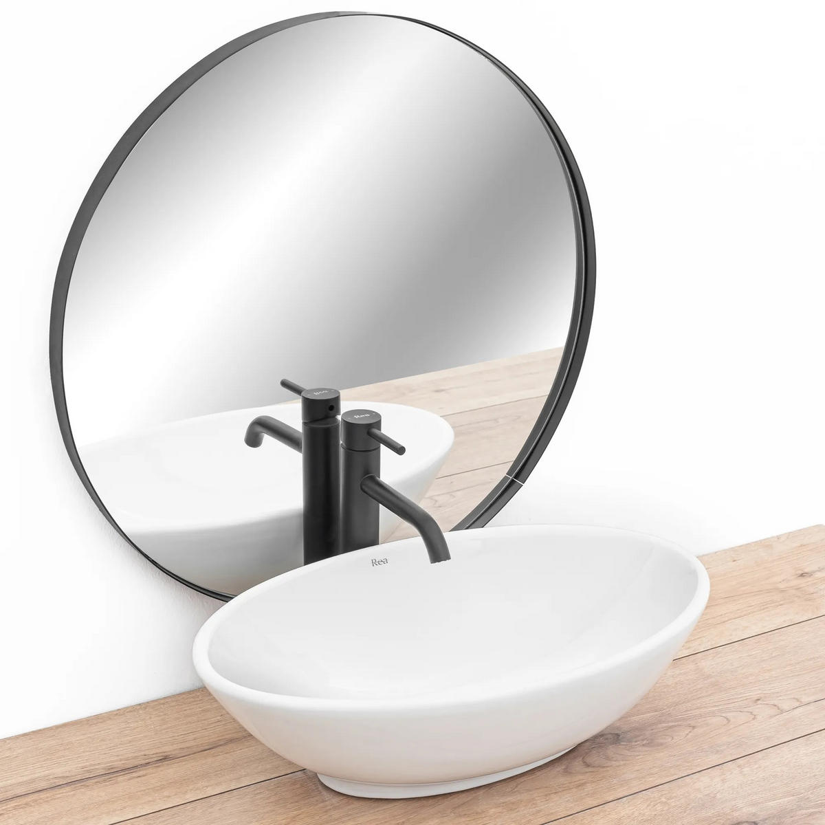 AUFSATZWASCHBECKEN Rea Pamela - Weiß, Keramik (33/15/53cm) - REA