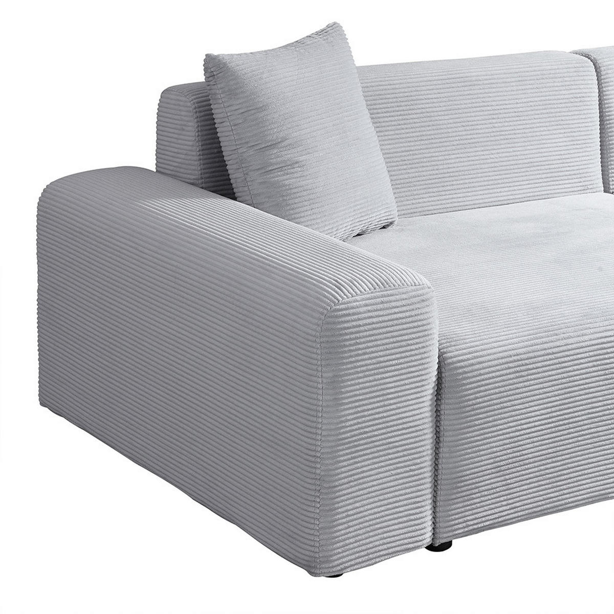 ECKSOFA AMELIO - Grau, Rechts - Grau, Holzwerkstoff/Textil (178/240cm) - Home Deluxe