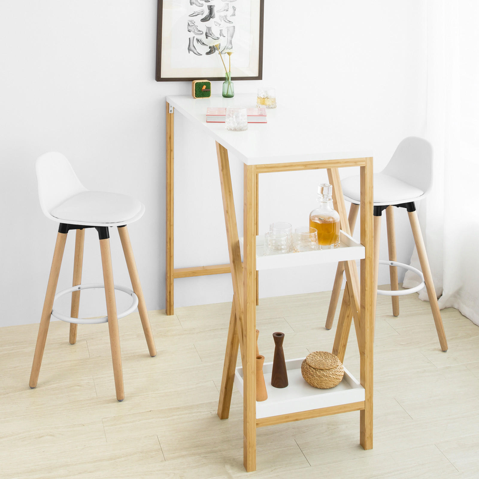 BARHOCKER Buche Weiß - Weiß, Holzwerkstoff (39/92/41cm) - SoBuy