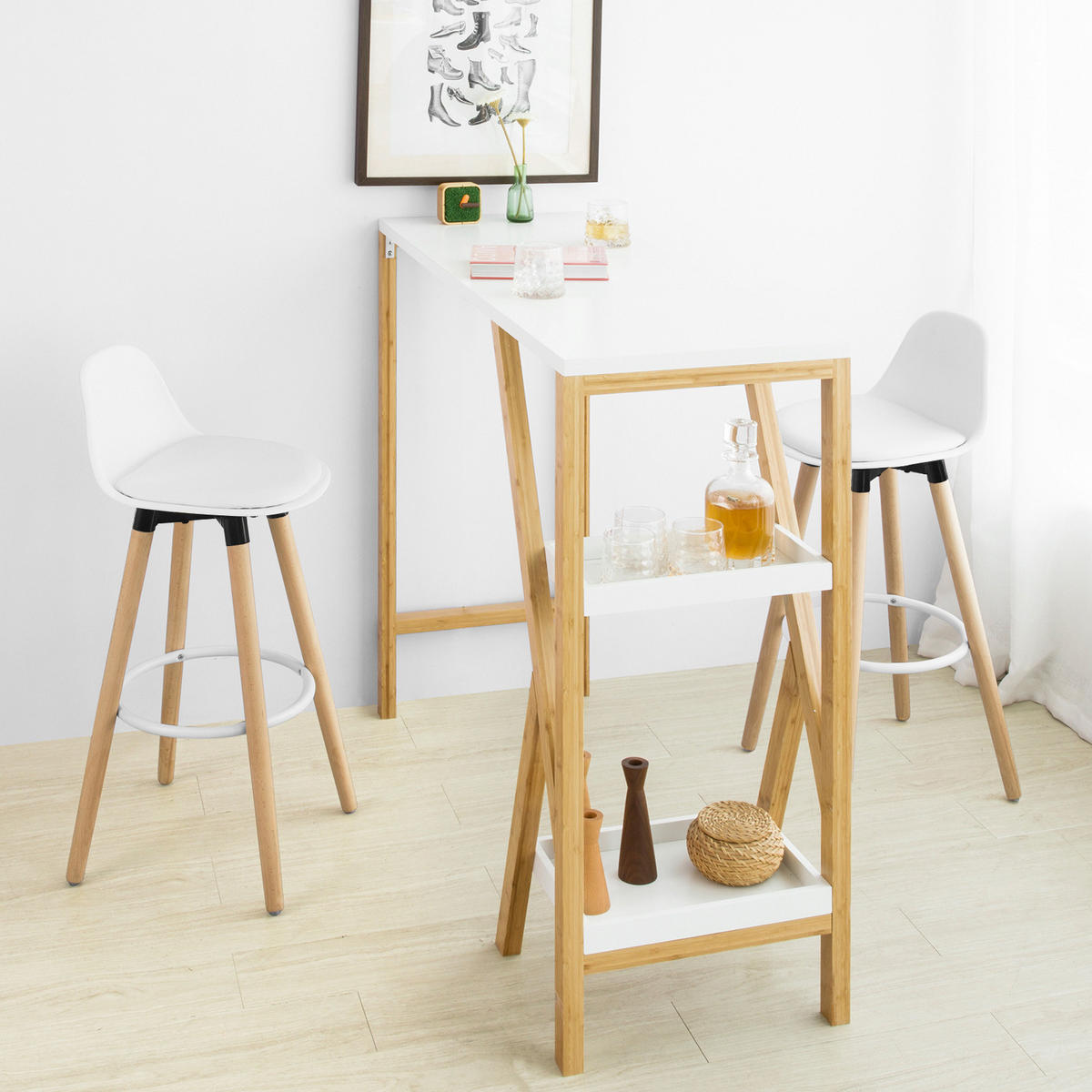 BARHOCKER Buche Weiß - Weiß, Holzwerkstoff (39/92/41cm) - SoBuy