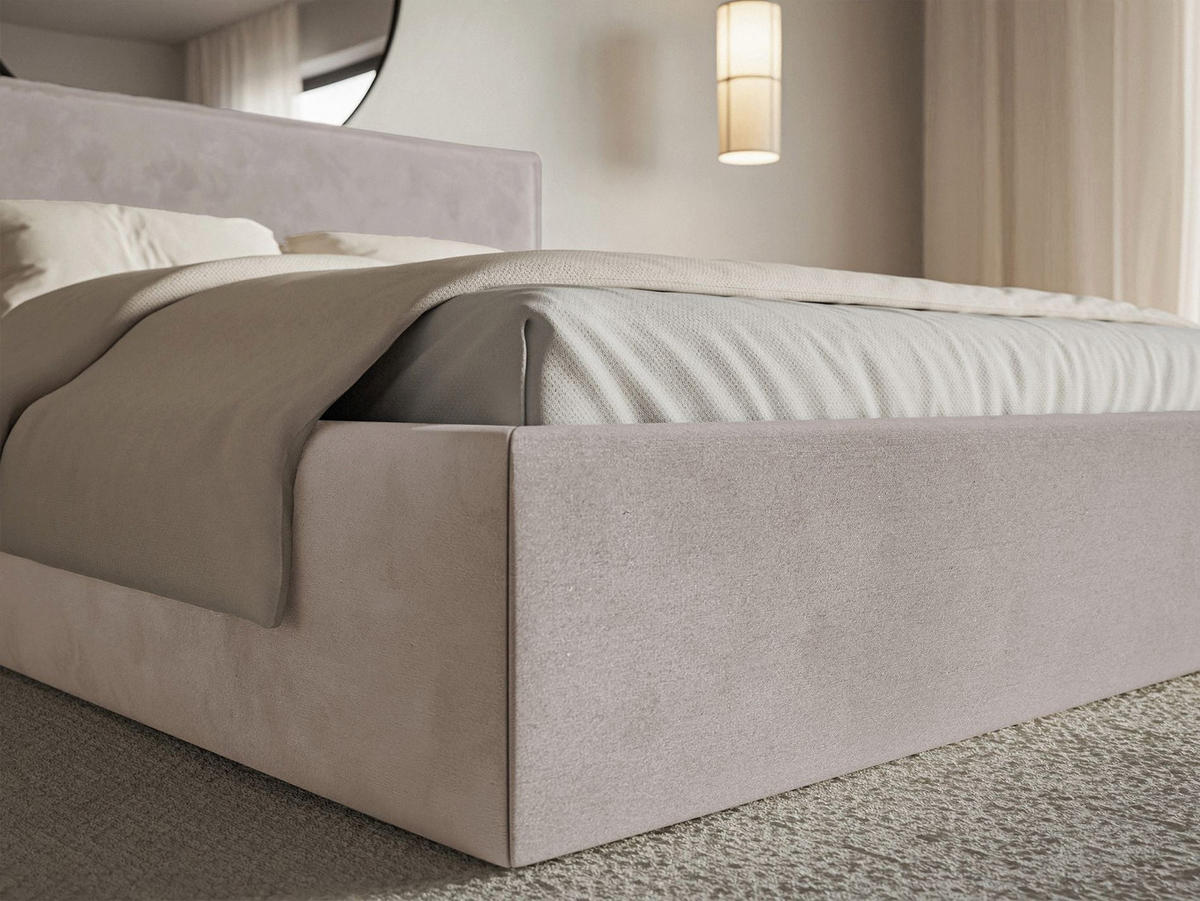 POLSTERBETT Softie Taupe Velours 180x200 - Graubraun, Textil (180/200cm) - Selsey