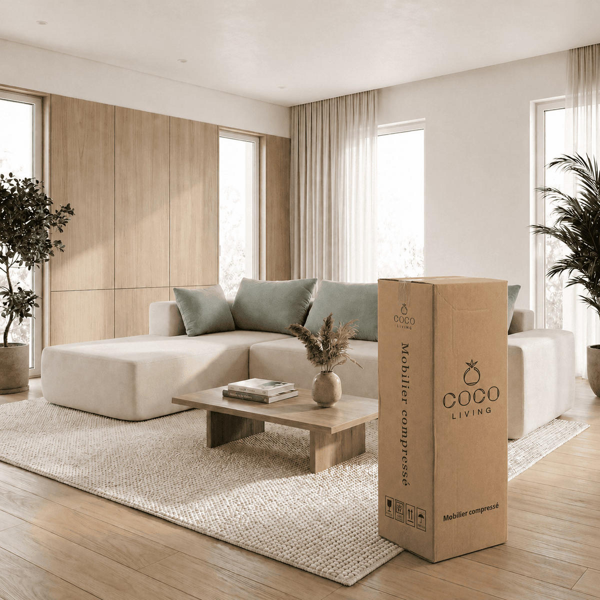 ECKSOFA Luna Weiß Salbei 3-Sitzer Links - Weiß, Textil (267/175cm) - COCO Living