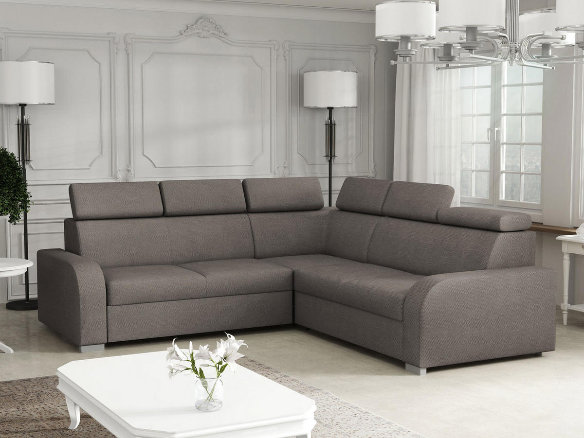 ECKSOFA Oslo 2rR2p - Silberfarben/Braun, Holz/Kunststoff (250/250cm) - MIRJAN24