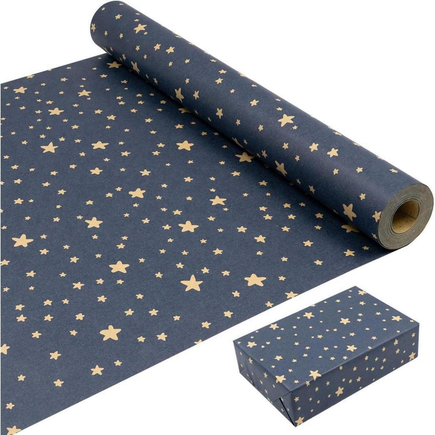 GESCHENKPAPIERROLLE blau mit Sternen 43 cm x 20 m - Dunkelblau, Papier (43/1/2000cm)