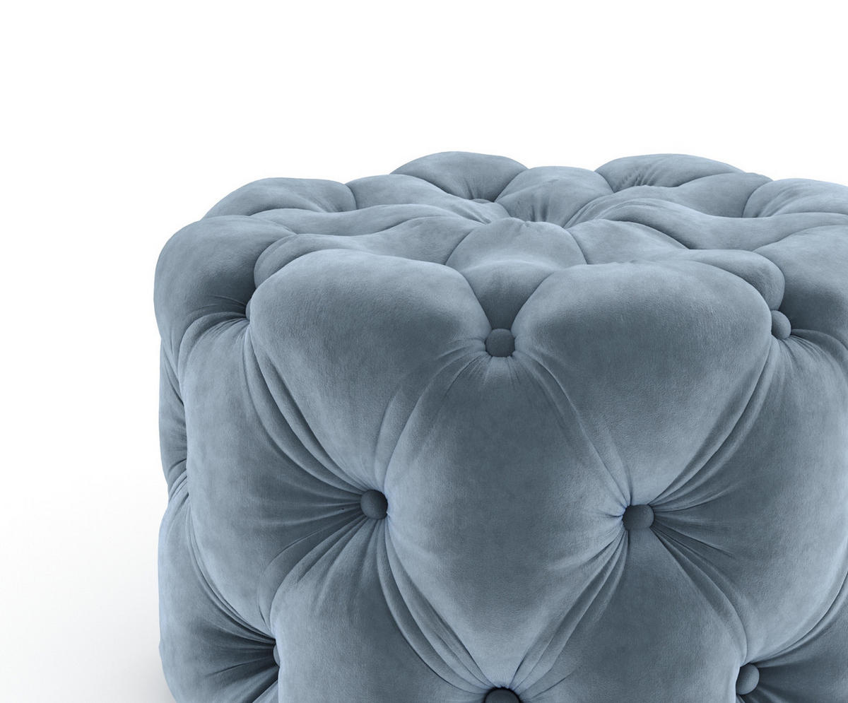POUF Cosimo Blau Grau Samtstoff - Blaugrau/Schwarz, Holz/Holzwerkstoff (60/40/60cm) - Maison de Reve