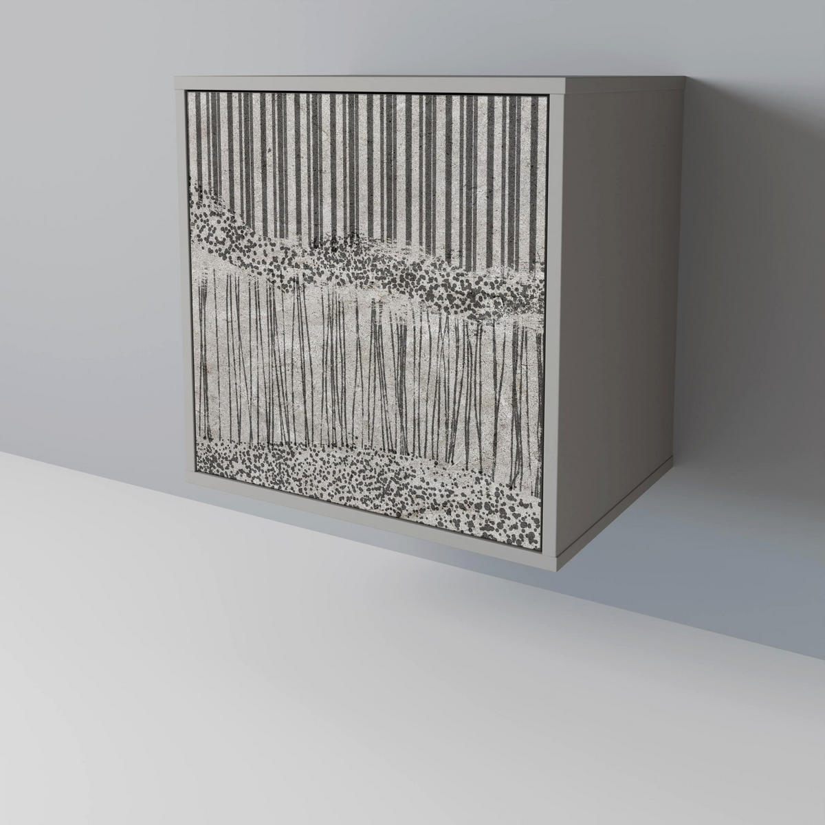 SIDEBOARD GRAIN LINES, Grau, 57,5x42x77,5 cm, Schräge Buchenholzfüße - Buchefarben/Multicolor, Holzwerkstoff/Buchenholz (57.5/77.5/42cm) - SpaceRebels