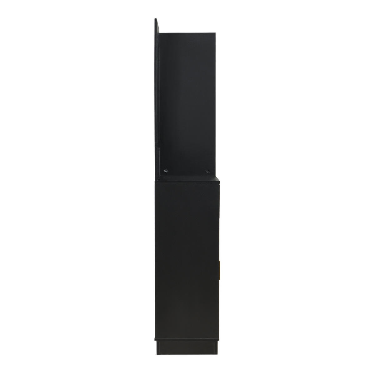 GARDEROBENSCHRANK 110/33/185,5 cm mit Schuhschrank, Spiegel, Sitzbank und verstellbaren Böden aus MDF, Schwarz - Schwarz, Holzwerkstoff (110/185.5/33cm) - Redom