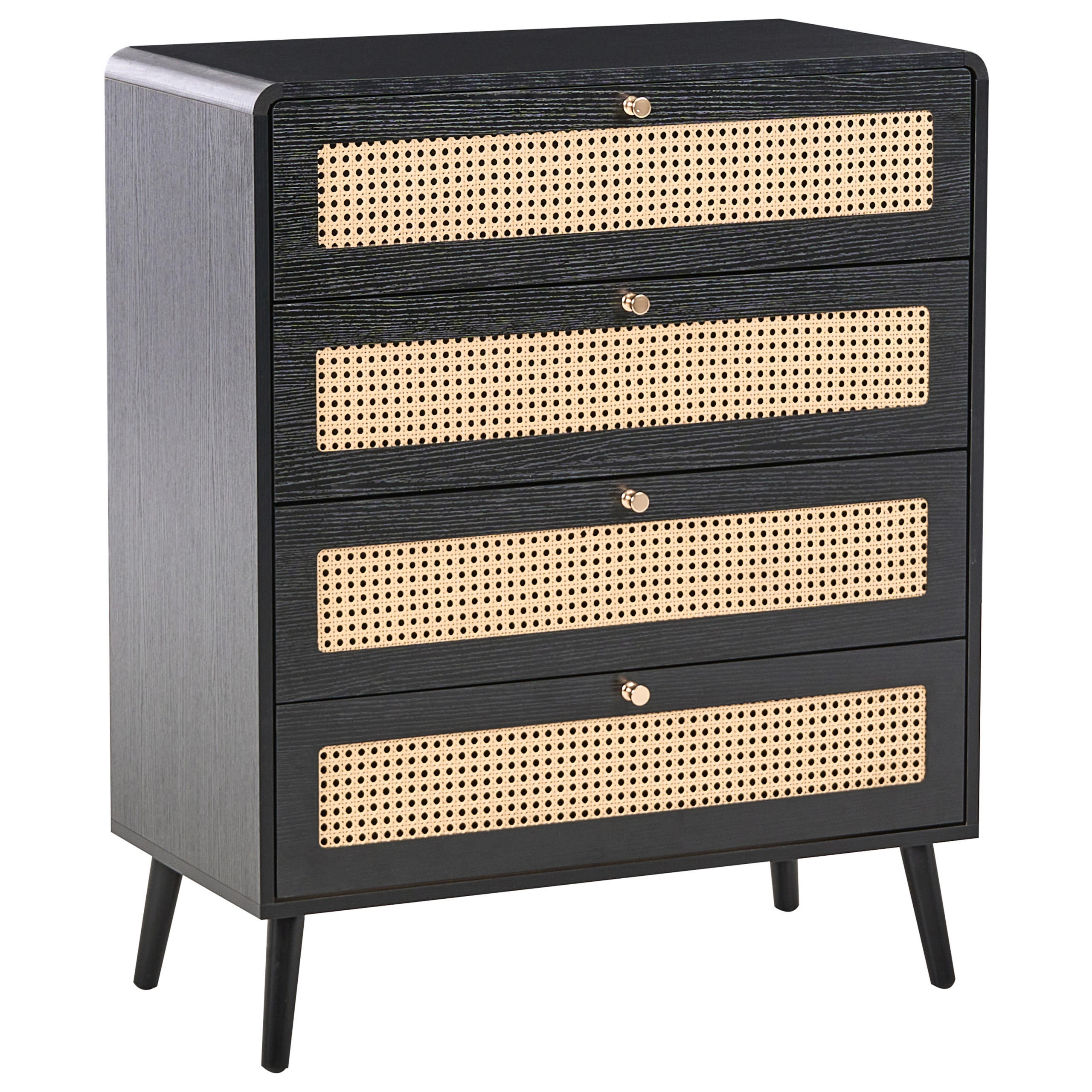 KOMMODE mit 4 Schubladen Schwarz Moura - Schwarz, Holzwerkstoff (80/98/40cm) - Beliani