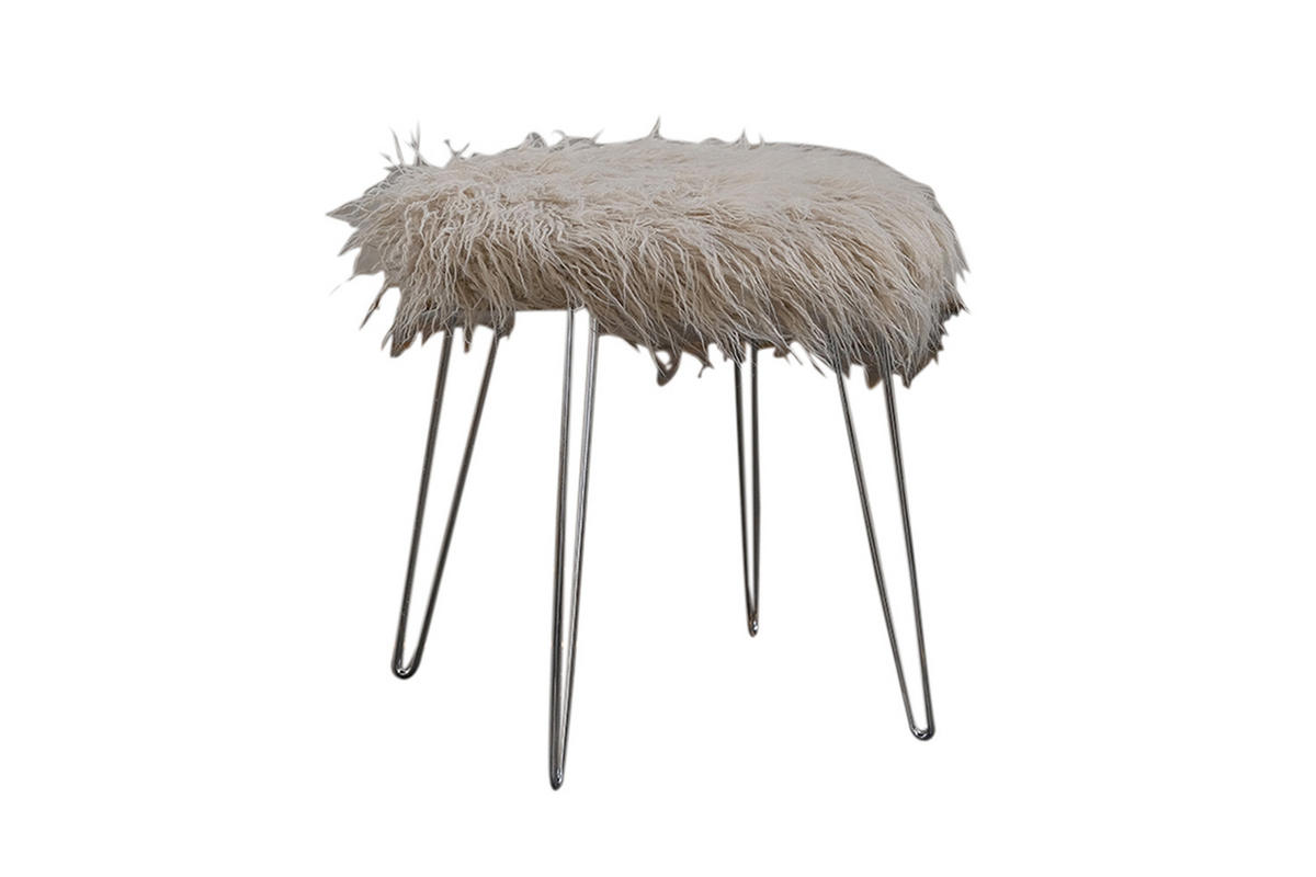 HOCKER SINA Grau - Grau, Fell (43/45/43cm) - KAWOLA