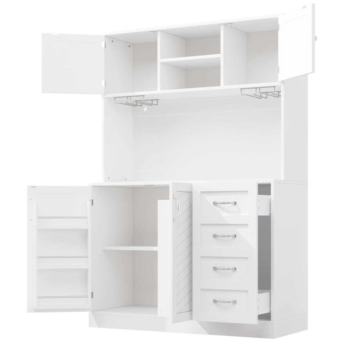 BUFFETSCHRANK mit LED 120 x 40 x 188 cm MDF Weiß - Weiß, Holzwerkstoff (40/188/120cm) - Meubliv