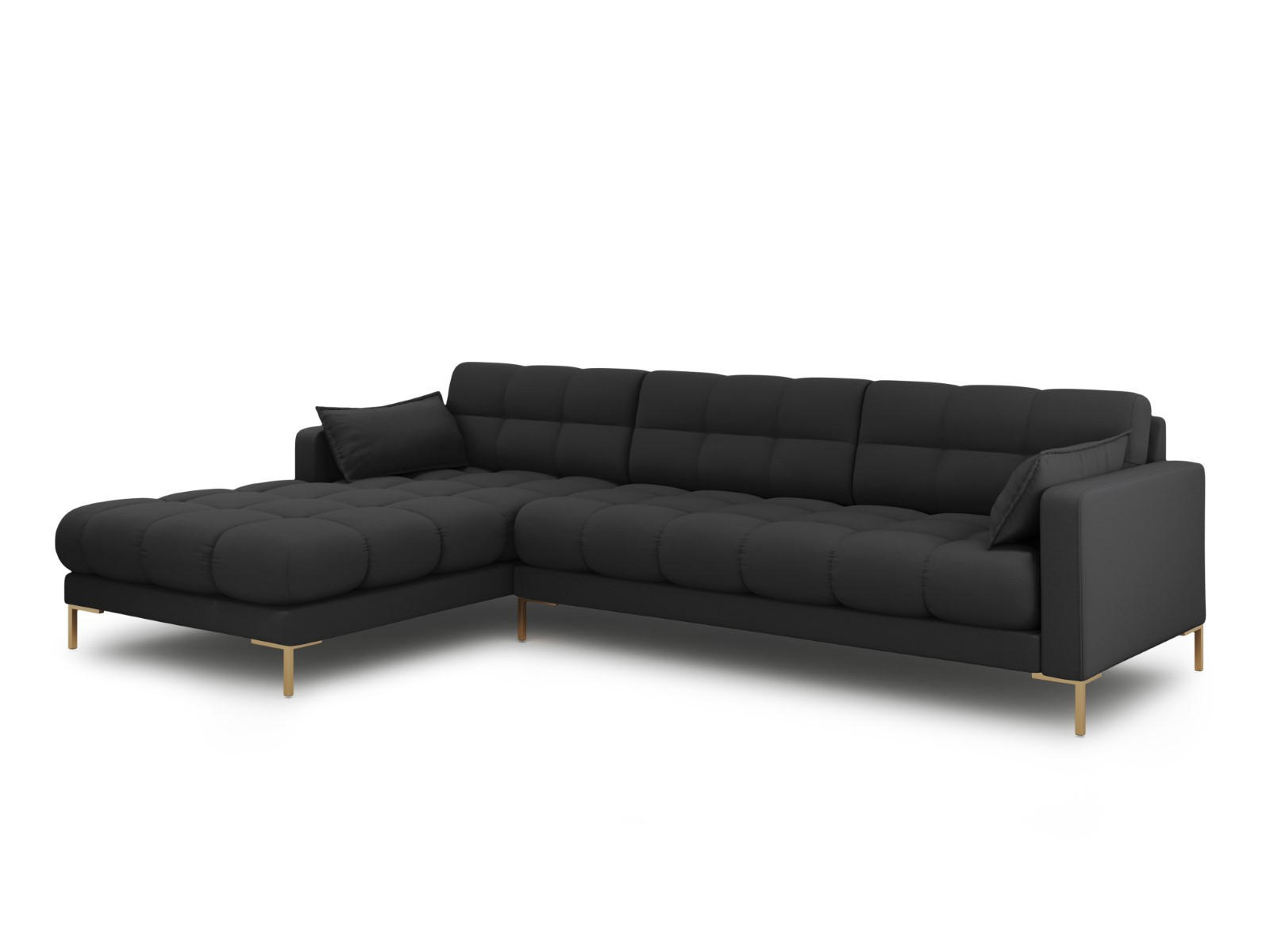 ECKSOFA links Mamaia aus strukturiertem Stoff dunkelgrau 5 Sitzplätze - Dunkelgrau, Textil (185/293cm) - Micadoni