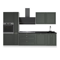 KÜCHENZEILE Fame-Line, Grün-Gold Landhaus/Weiß, 310 cm ohne Arbeitsplatte - Weiß/Grün, Holzwerkstoff (310/206.8/51.6cm) - Vicco