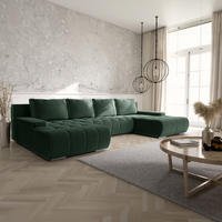 PANORAMASOFA Jonas 5 Sitzplätze Tannengrün - Grün, Holz (350/85/185cm) - Petits-meubles