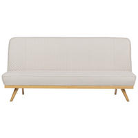 2-SITZER-SCHLAFSOFA beige/hellbraun Kalfafell - Hellbraun/Beige, Textil (192/91/73cm) - Beliani