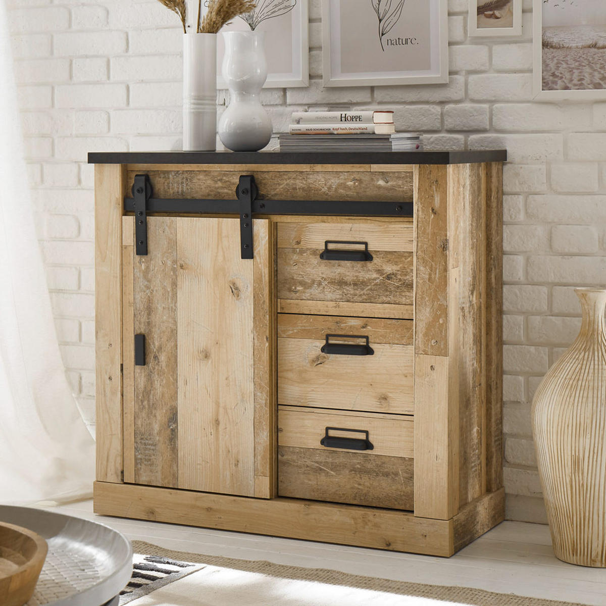 KOMMODE Shelton-61 - Braun, Holzwerkstoff (93/91/43cm) - Lomado
