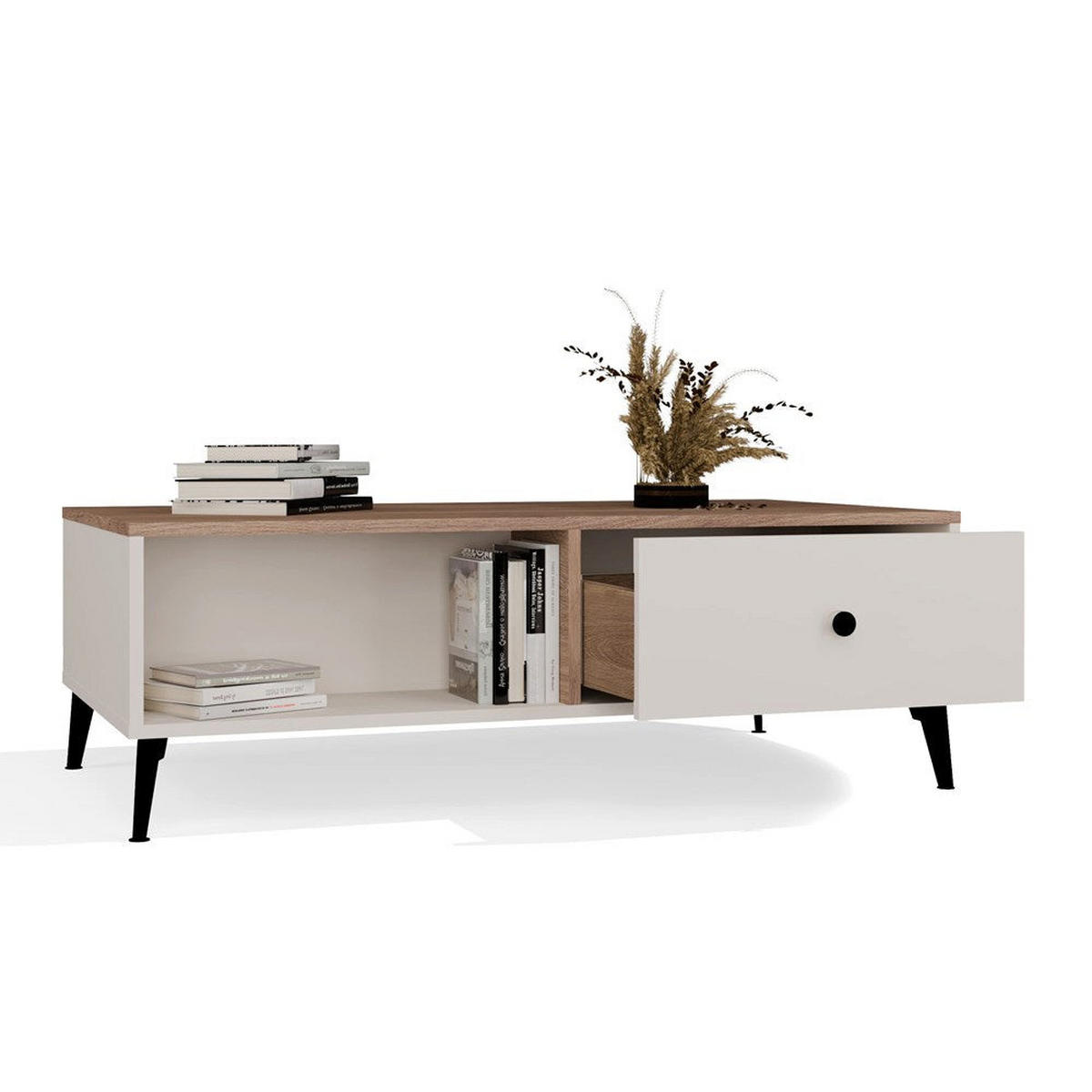 COUCHTISCH Tova Beige/Eiche - Beige, Holzwerkstoff (60/110/37cm) - kommodly