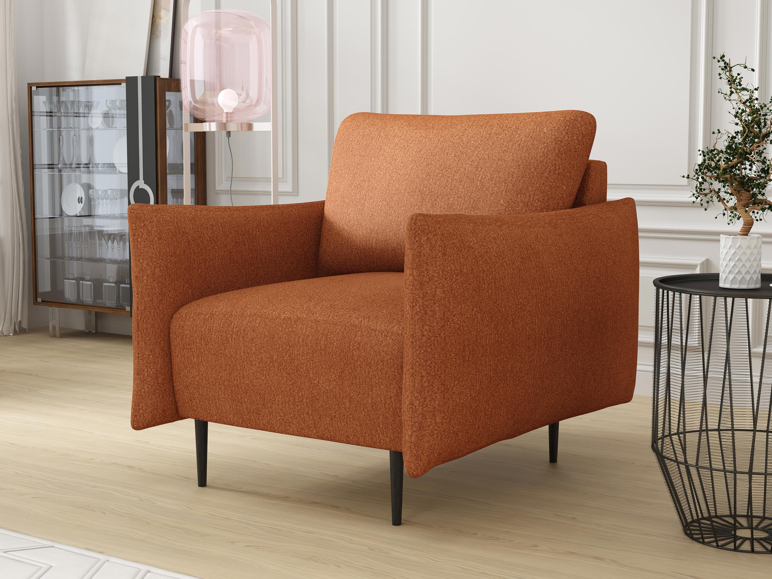 SESSEL Lambi - Schwarz/Orange, Holz/Textil (98/85/90cm) - MIRJAN24