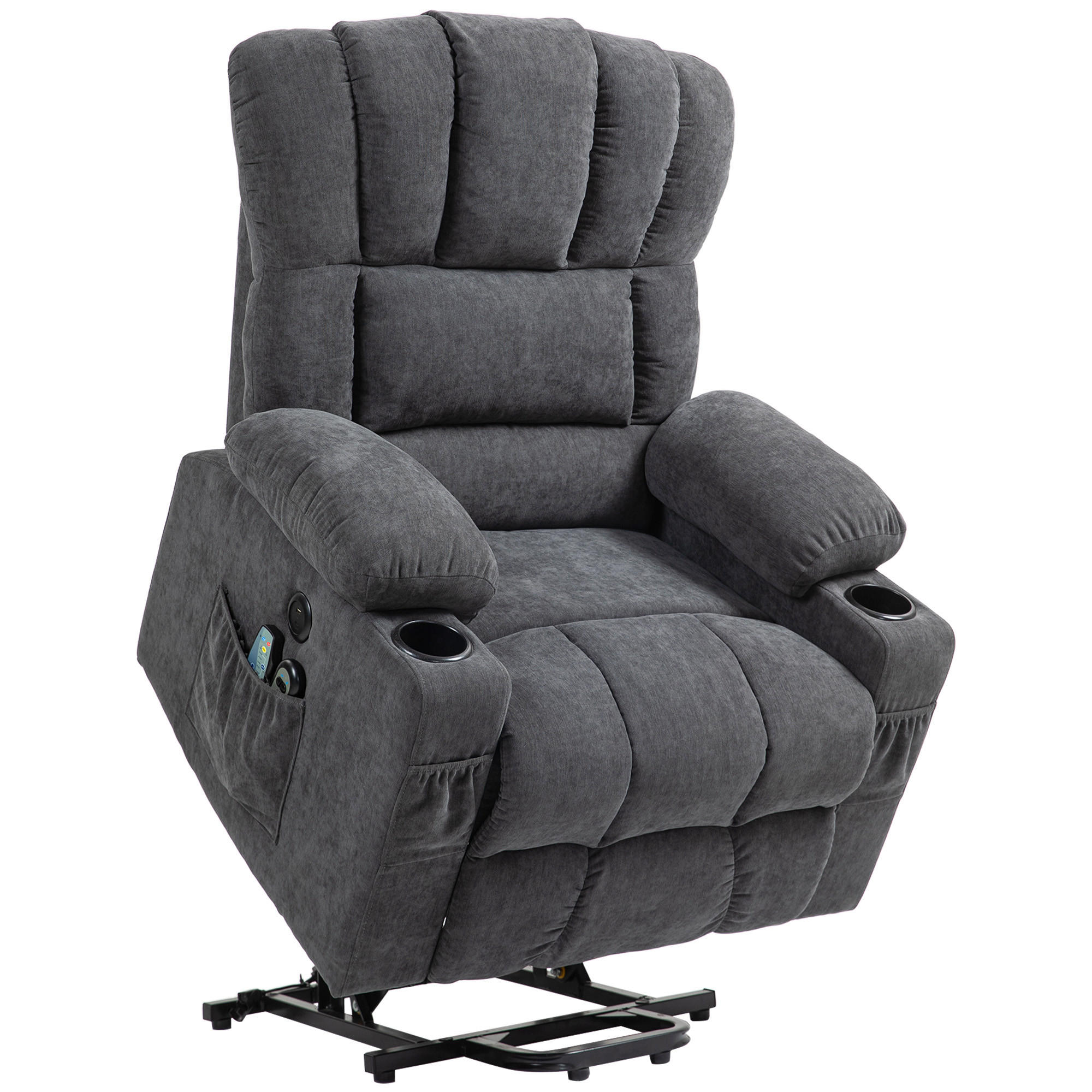 FERNSEHSESSEL mit Aufstehhilfe, Dunkelgrau - Dunkelgrau, Kunststoff (93/110/91cm) - HOMCOM