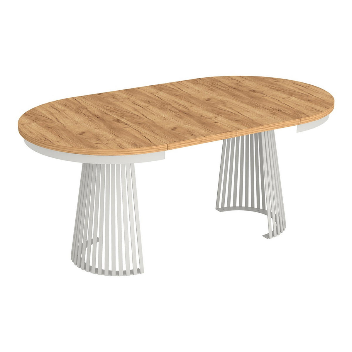 ESSTISCH Garda rund ausziehbar 100-180 x 100 x 76,6 cm Kraft Gold/Weiß - Honigeiche/Weiß, Holzwerkstoff (100/100/76.6cm) - Koseto