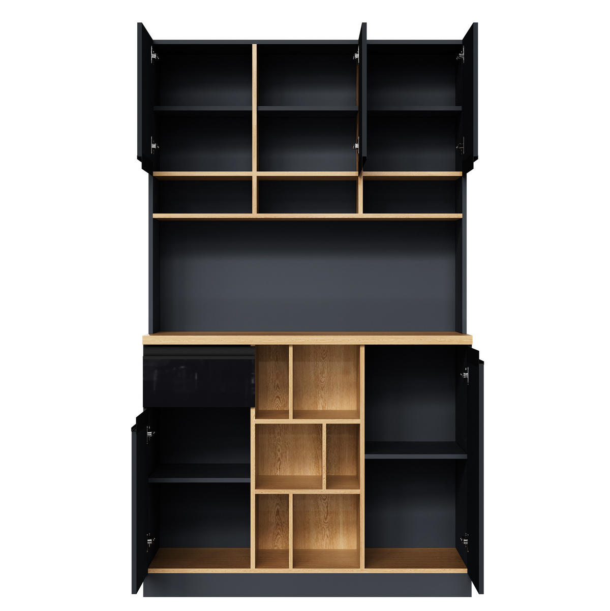 BUFFET 105/45/185 cm schwarz/natur aus MDF mit Stauraum - Schwarz, Holzwerkstoff (105/185/45cm) - OKWISH