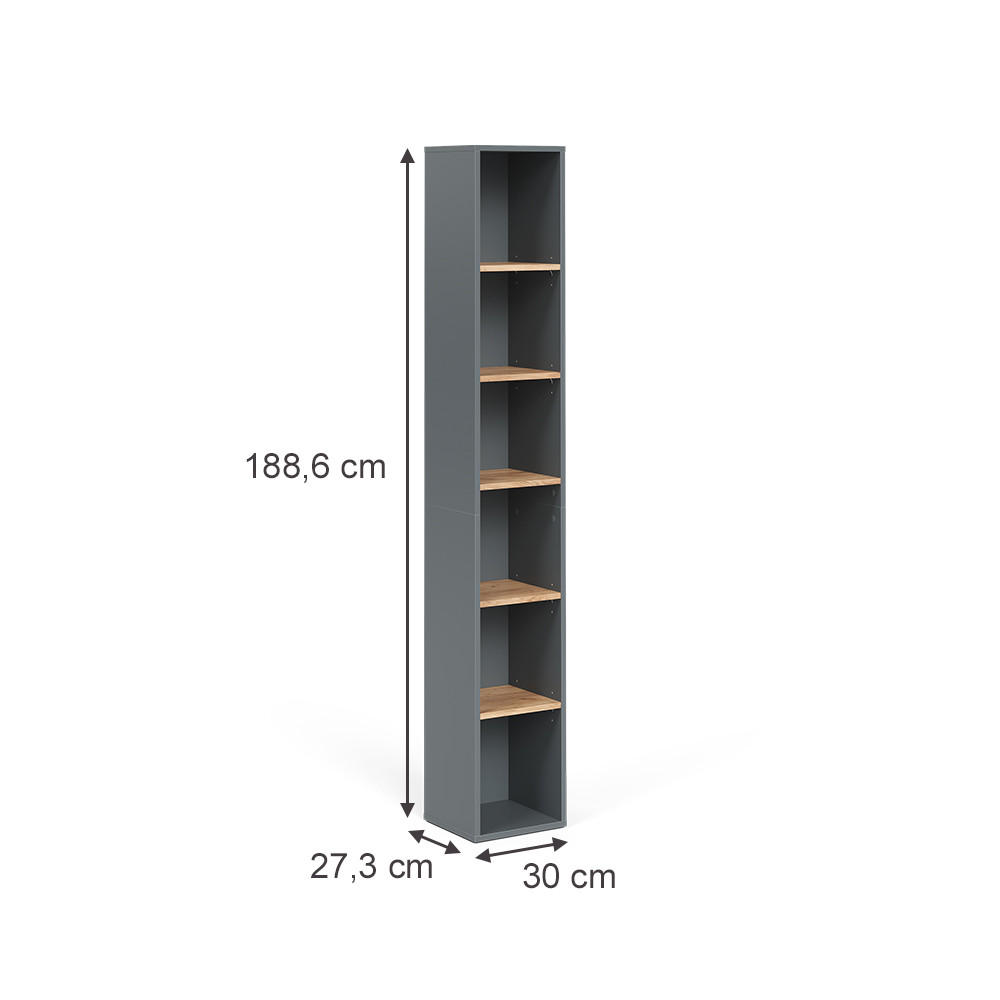 HOCHSCHRANK Viktor Anthrazit/Goldkraft Eiche 30 x 188.6 cm - Honigeiche/Anthrazit, Holzwerkstoff (30/188.6/27.3cm) - Vicco