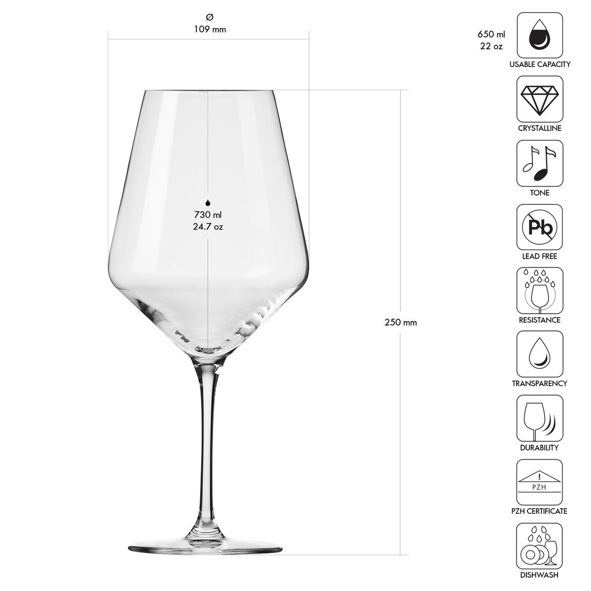 ROTWEINGLÄSER, 4er-Set, 730 ml - Transparent, Glas (0.73L) - Krosno Glass