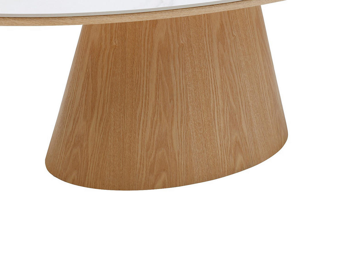 COUCHTISCH aus Keramik und Eichenfurnier - Weißer Marmor-Effekt und helles Naturholz - ANTELADA - Naturfarben, Holz (60/120/40cm) - Vente-Unique