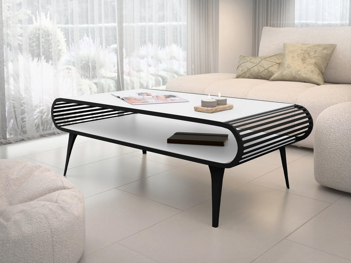 COUCHTISCH Aristo - Schwarz/Weiß, Holzwerkstoff/Metall (60/120/44cm) - MIRJAN24
