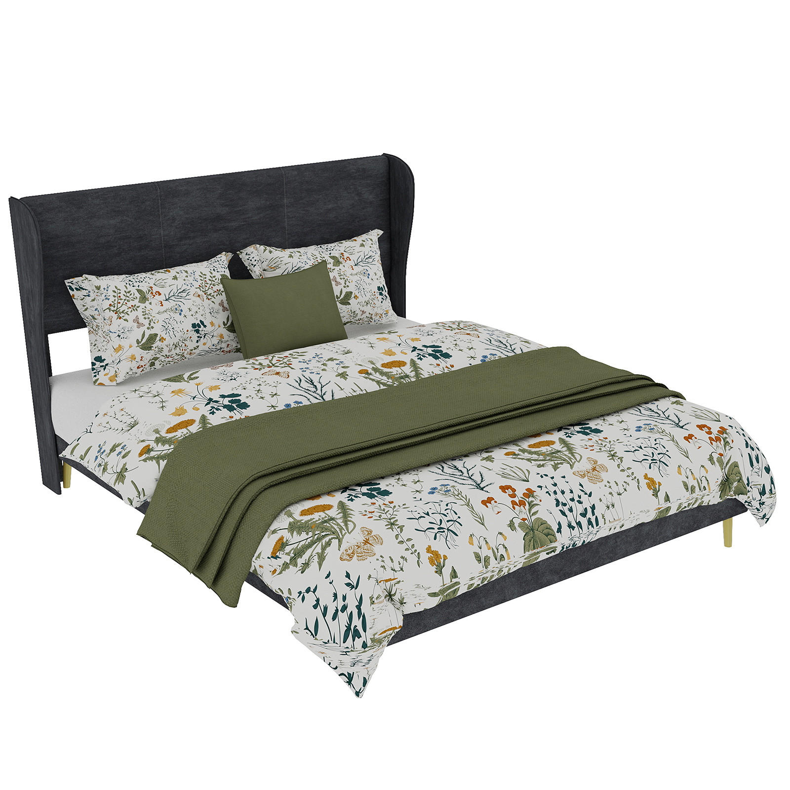 POLSTERBETT 140x200 cm ohne Stauraum grau - Grau, Textil (140/200cm) - LEBENLANG