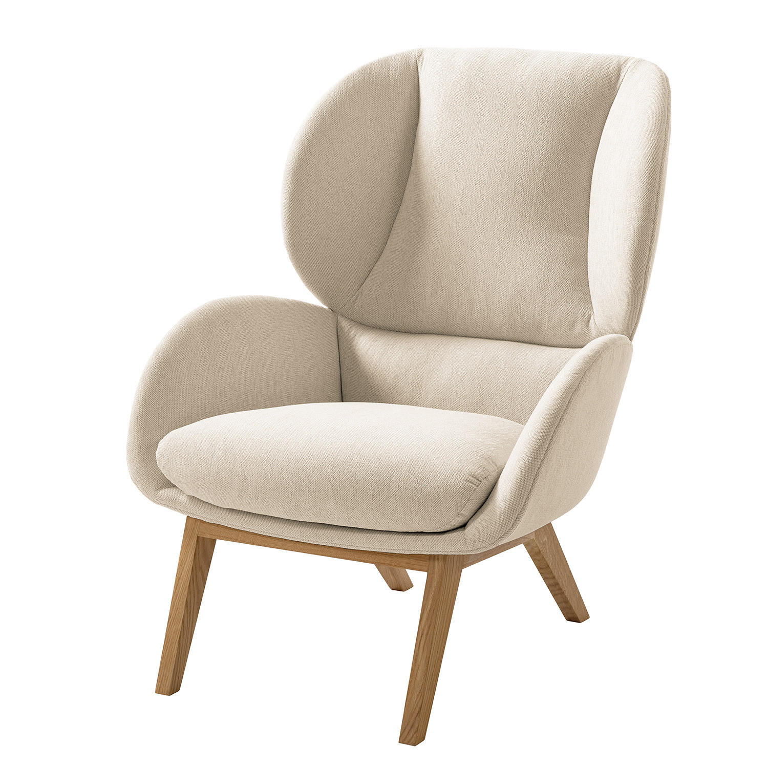 SESSEL - Eichefarben/Beige, Eichenholz/Holz (82/102/90cm) - home24