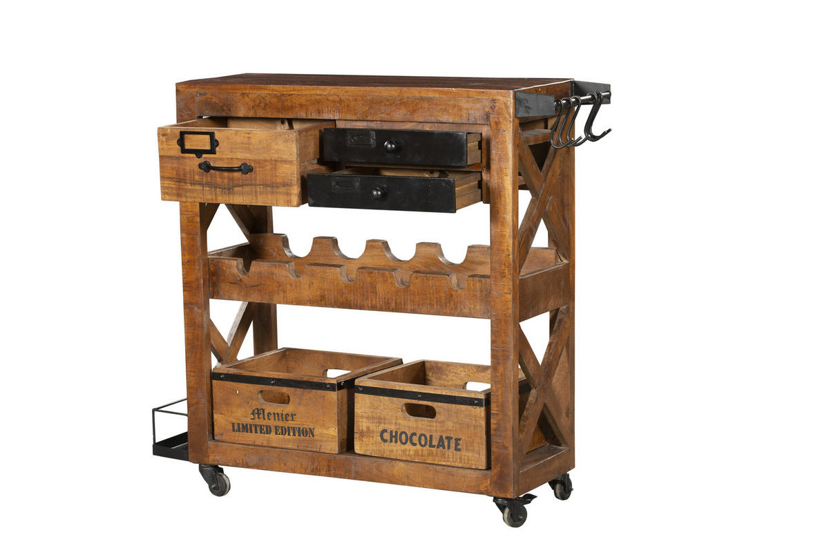 BARSCHRANK Einar Mangoholz Braun 92x100x30cm - Braun, Holz (100/92/30cm) - DELUKE