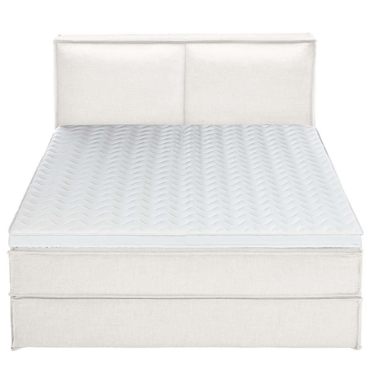 BOXSPRINGBETT mit Kopfteil - Premium - Weiß, Textil (180/200cm) - home24