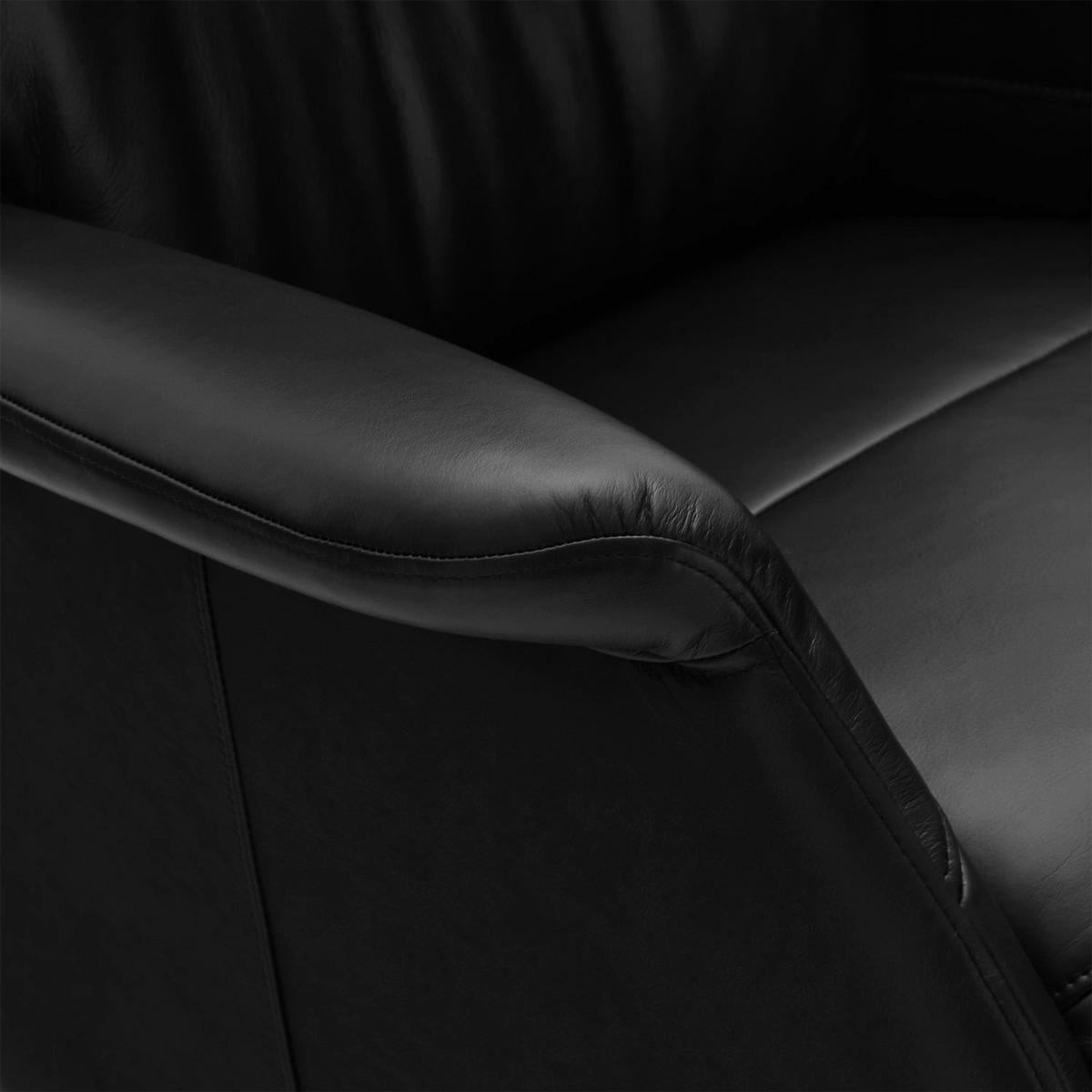 RELAXSESSEL Echtleder Schwarz - Schwarz, Leder/Metall (90/114/79cm) - Furnhouse