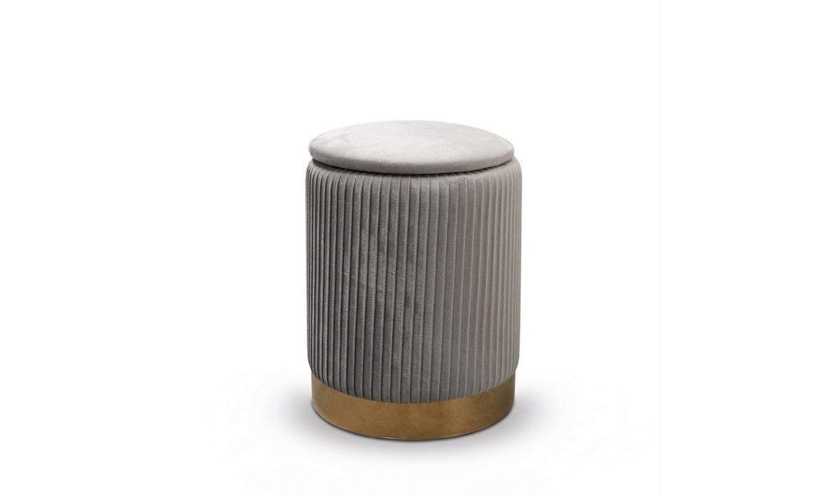 HOCKER-SET GEMINI 37/37/42 cm Grau - Goldfarben/Grau, Textil/Metall (37/42/37cm) - Lookway