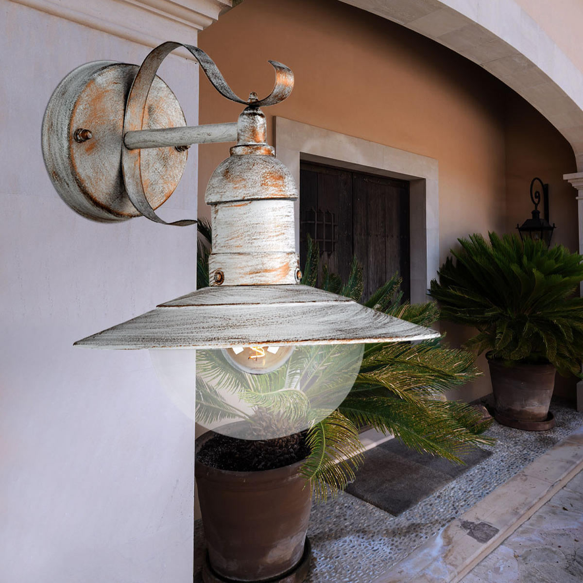 WANDLEUCHTE Landhausstil Weiß Gold - Weiß, Metall (27.2/24/25.6cm)