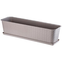 BALKONKASTEN mit Untersetzer 60 cm, Beige - Beige, Kunststoff (17/60cm) - KADAX