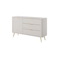 KOMMODE: 3 Schubladen, 1 Tür, Kaschmir, goldene Beine, 138,2 x 81,2 x 38 cm - Kaschmir, Holzwerkstoff (138.2/81.2/38cm) - 3XE LIVING